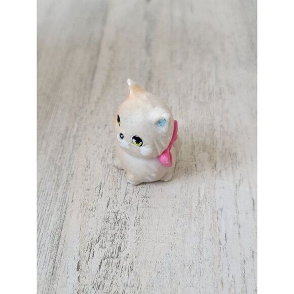 Flocked white cat mini AS IS bow doll accessory pet toy - Picture 2 of 5